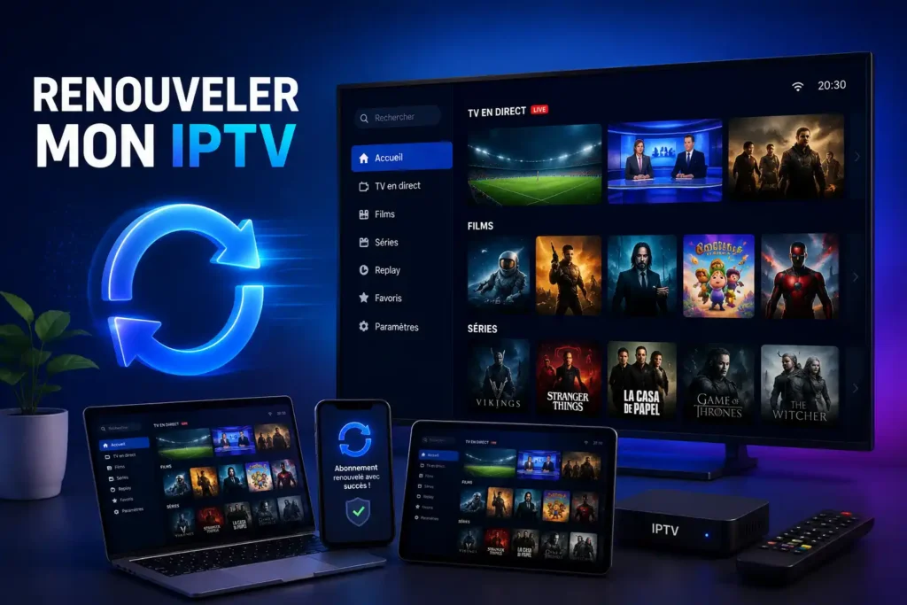 Renouveler un abonnement IPTV en 2026 sur Smart TV, tablette et smartphone