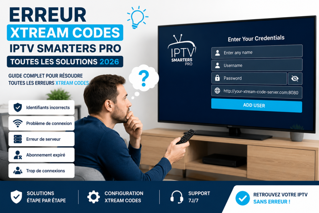 Erreur Xtream Codes IPTV Smarters Pro et solutions de connexion