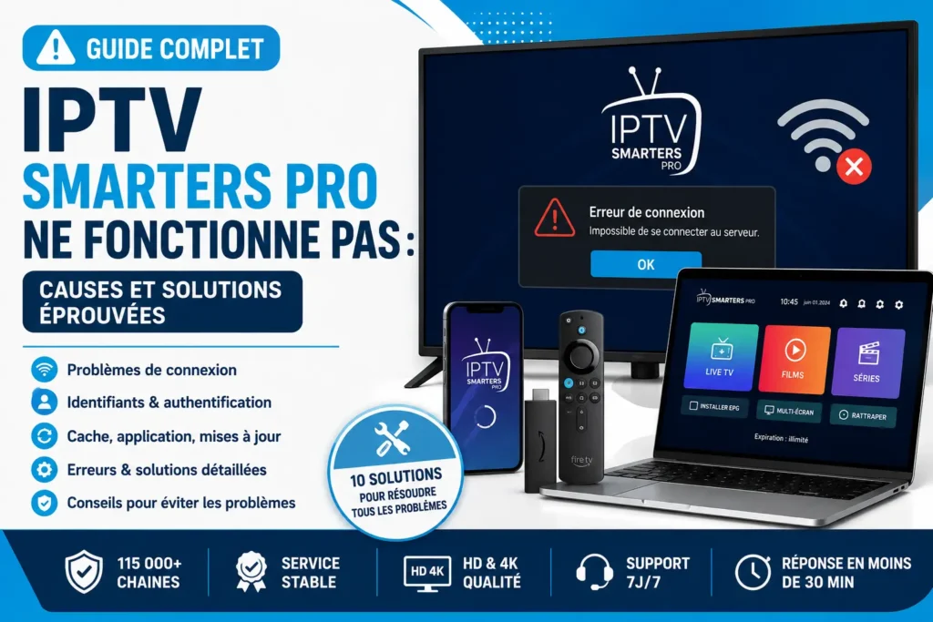 IPTV Smarters Pro ne fonctionne pas : causes et solutions